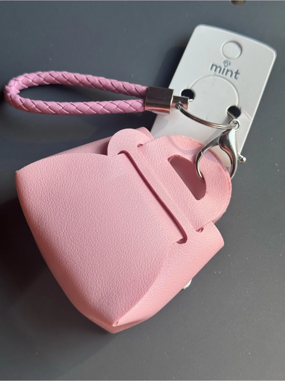 NWT Mint Mini Handbag Keychain & Bag Charm Pink Braided Strap